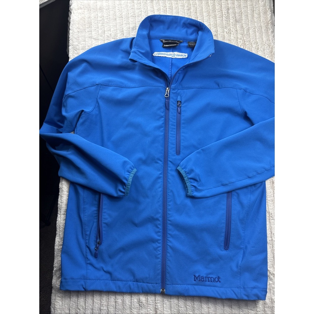 Marmot Tempo Jacket Mens M Blue Full Zip Softshell M3 Outdoor Water Resistant EC